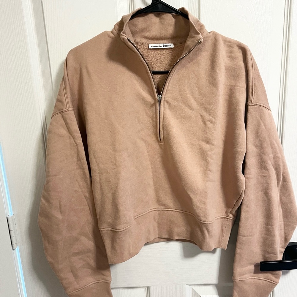 Reformation Marla cotton 1/4 zip Sweatshirt (Small) - Picture 7 of 8
